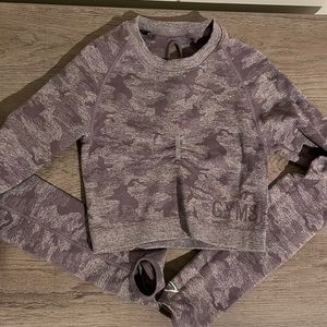 Purple Camouflage Gymshark Long Sleeve Top